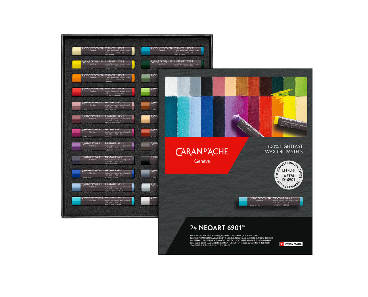 CARAN D'ACHE NeoART 6901 Wax Oil Pastels Box of 24s