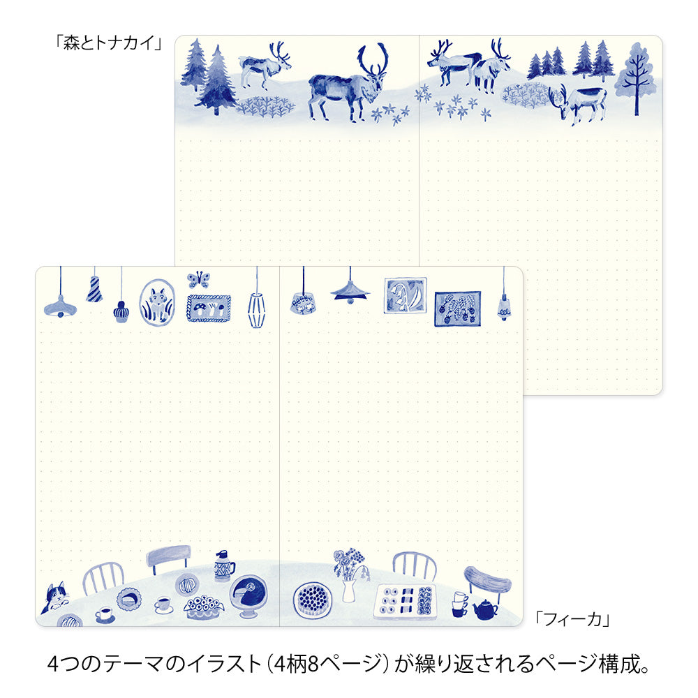 MIDORI Yuru Log Notebook B6 Blue Nordic