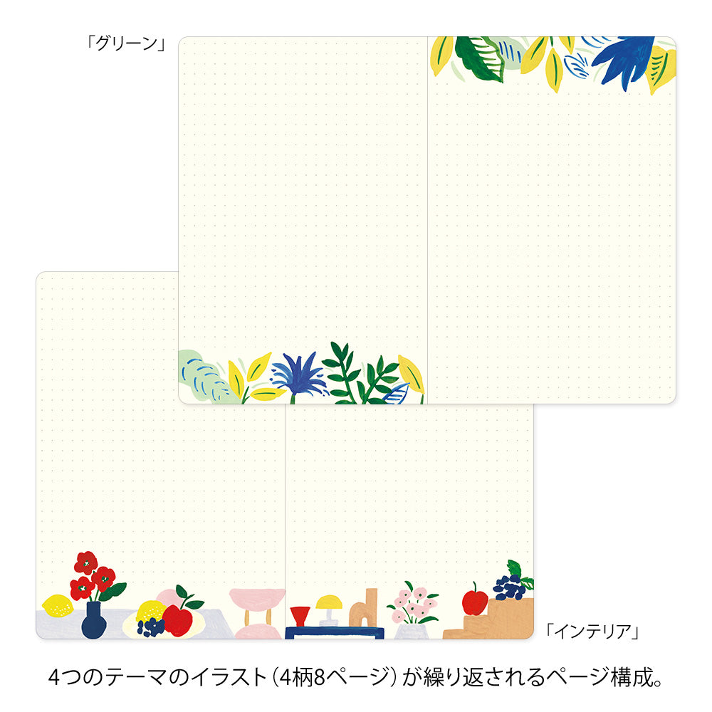 MIDORI Yuru Log Notebook B6 Motif Textile
