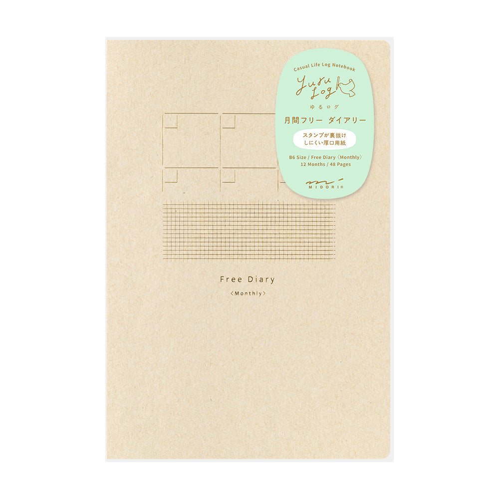 MIDORI Yuru Log Notebook B6 Free Diary Monthly 2025 Version