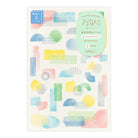 MIDORI Yuru Log Sticker 2-Sheets Collage Watercolor Motif