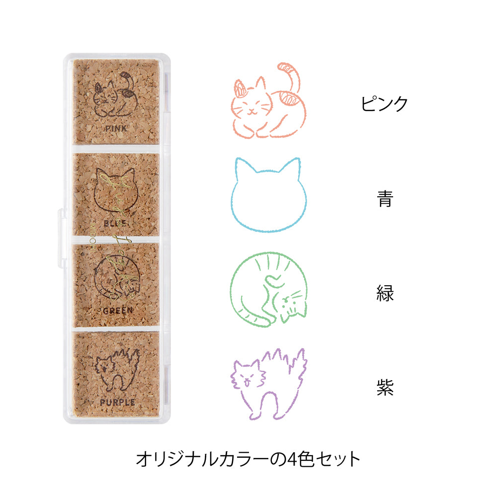 MIDORI Yuru Log Pre-Inked Stamp Cat
