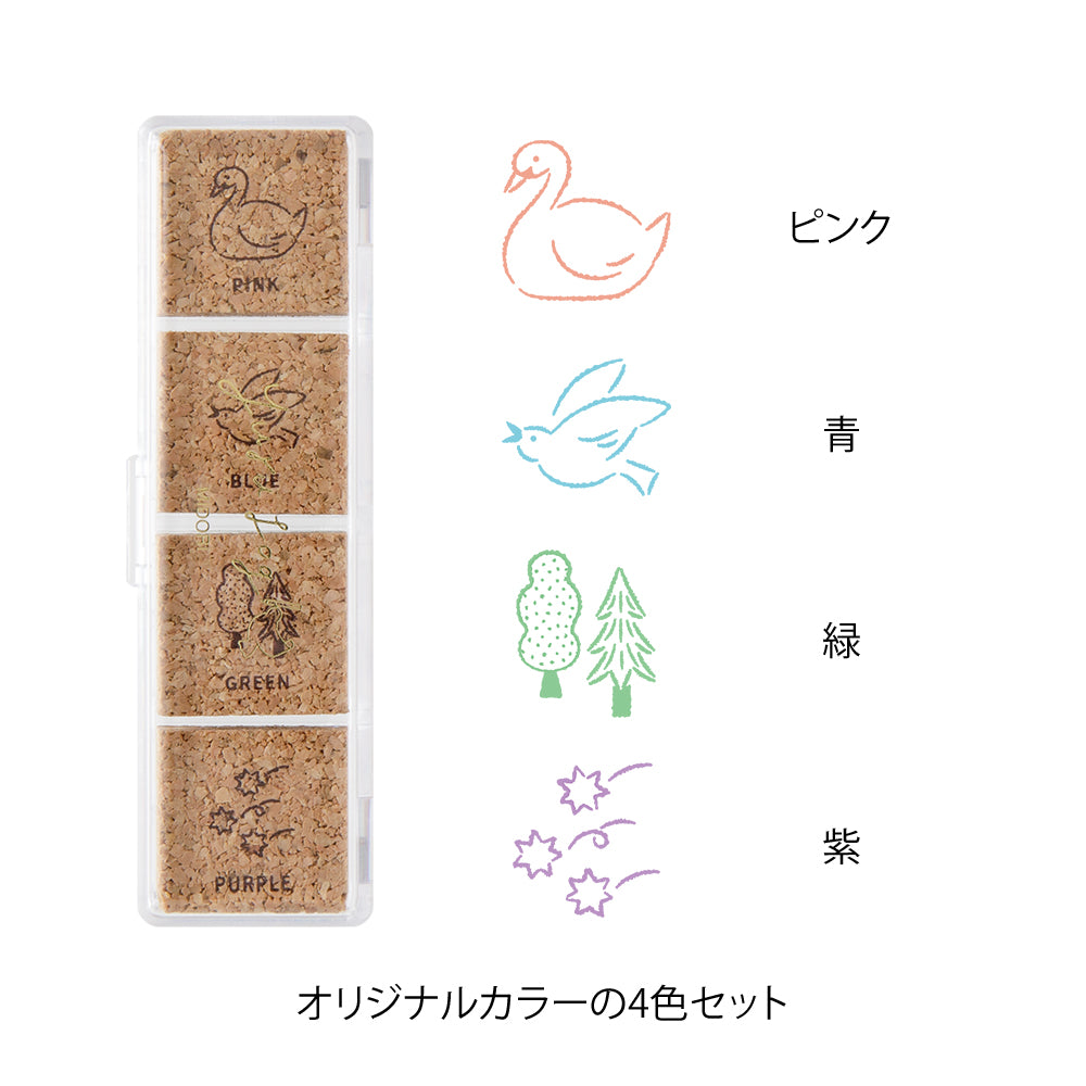 MIDORI Yuru Log Pre-Inked Stamp Forest Scenery