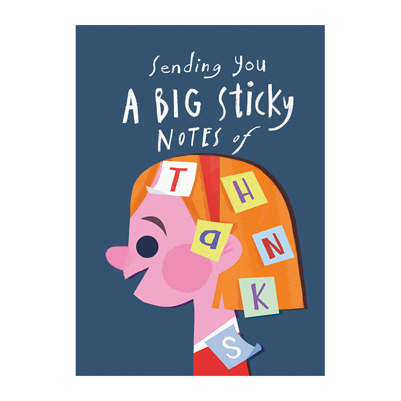 JIPPURI Card Thank You Sending You A BIG Sticky Notes of Thanks