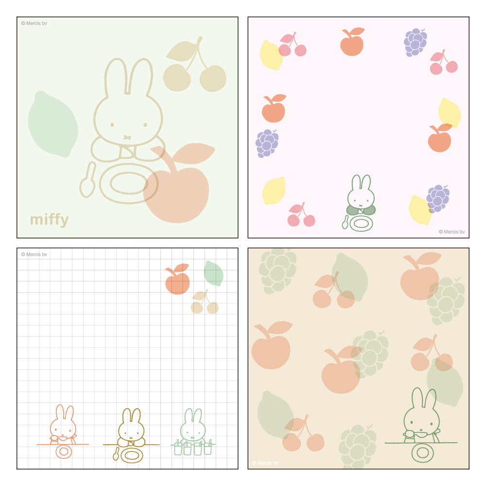 MIFFY x greenflash Memo Pad Square 10x10cm Color & Shape Fruits