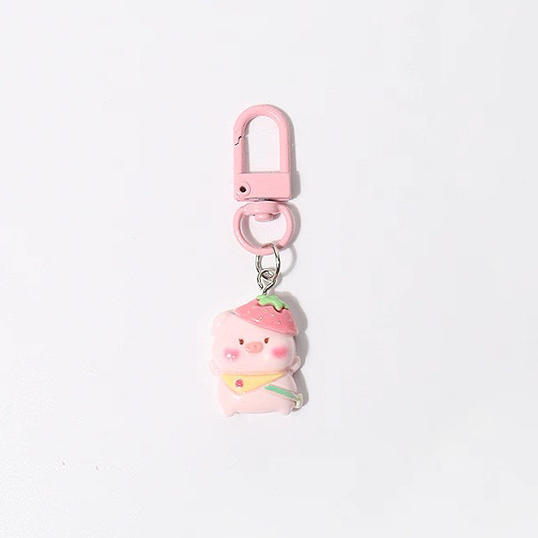 JIPPURI Keychain Piggy Strawberry Hat