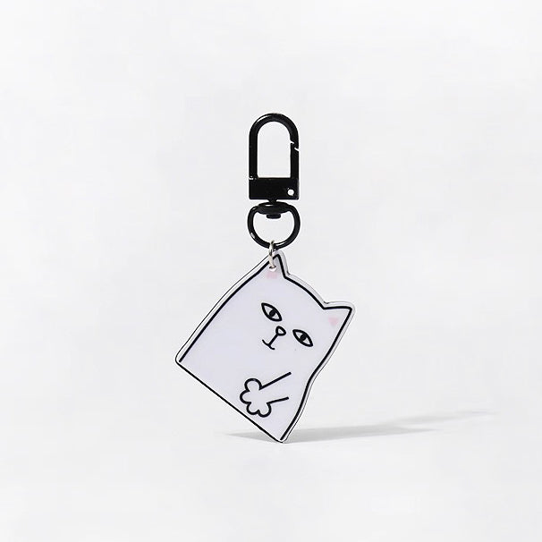 JIPPURI Keychain White Cat Gesture