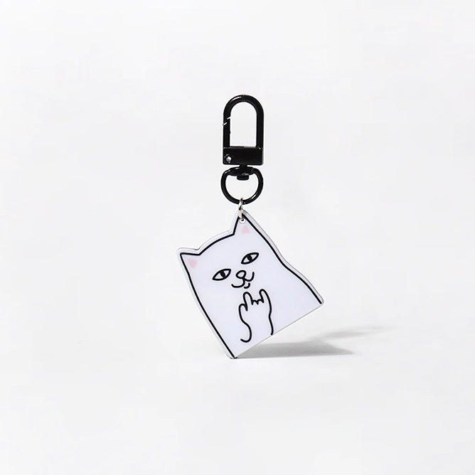JIPPURI Keychain White Cat Smiling