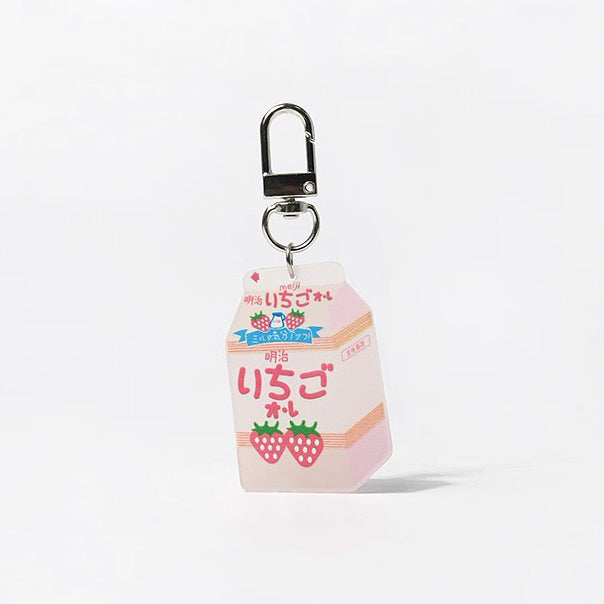 JIPPURI Keychain Bottled Drinks Strawberry Milk