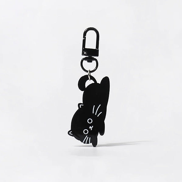 JIPPURI Keychain Floppy Cat Black