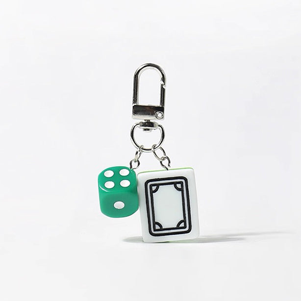 JIPPURI Keychain Mahjong & Green Dice White Dragon