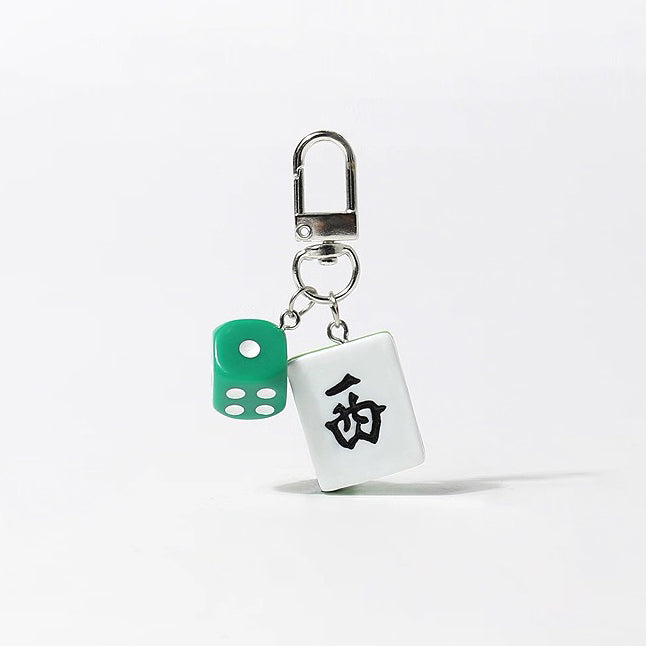 JIPPURI Keychain Mahjong & Green Dice West Wind