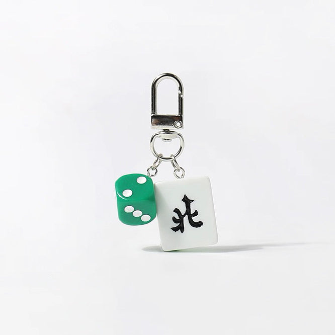 JIPPURI Keychain Mahjong & Green Dice North Wind