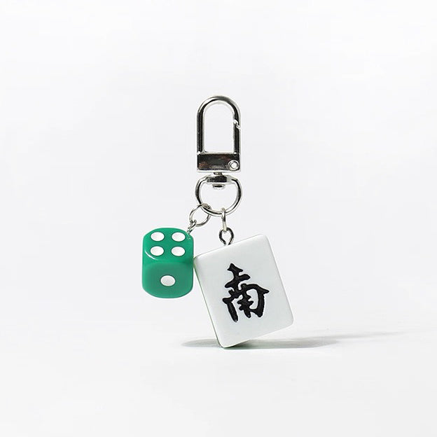 JIPPURI Keychain Mahjong & Green Dice South Wind