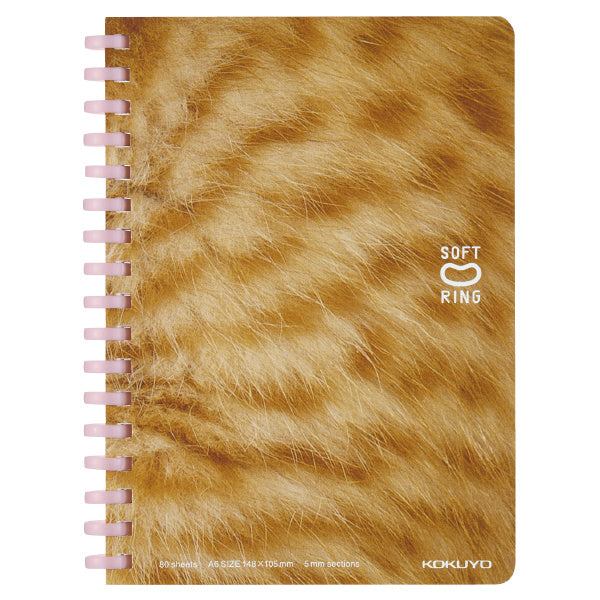 KOKUYO Soft Ring Notebook A6 5mm Grid Puni Puni Koneko Tora Kitty