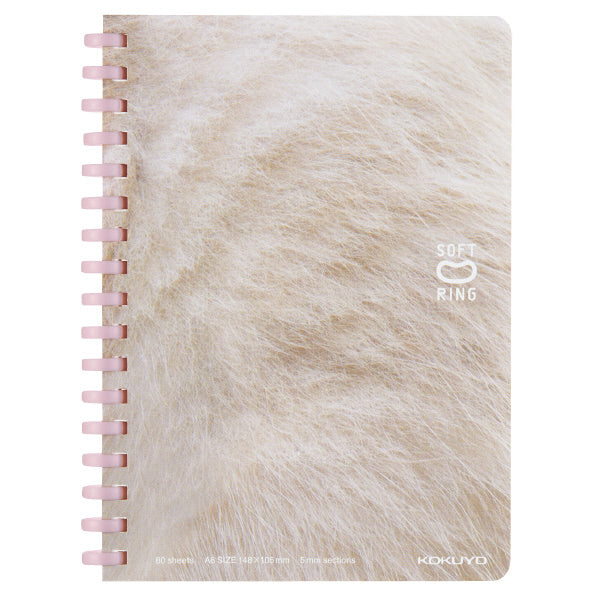 KOKUYO Soft Ring Notebook A6 5mm Grid Puni Puni Koneko White Kitty
