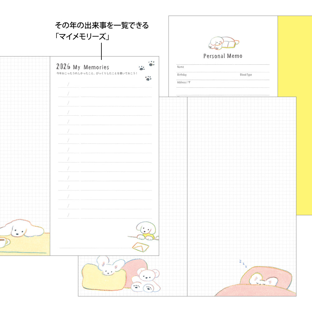 MIDORI 2026 Pocket Diary Slim Dog
