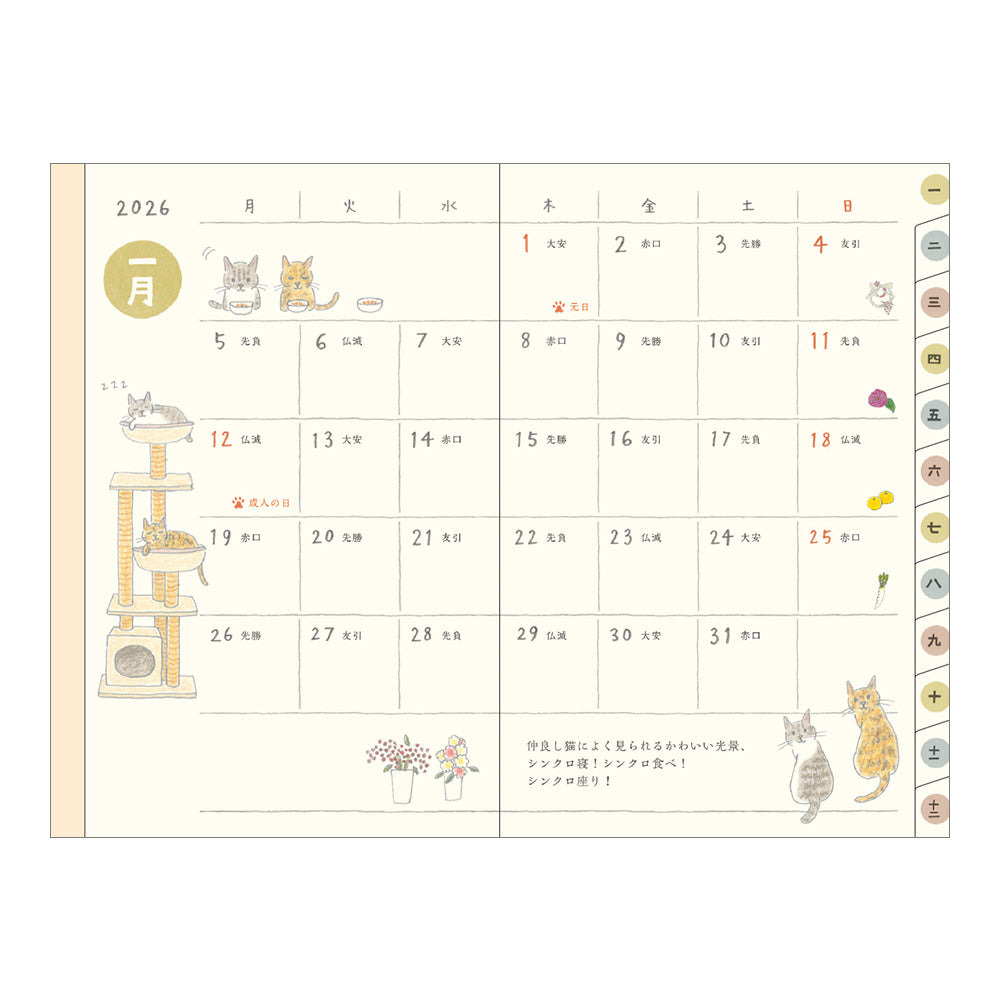 MIDORI 2026 Pocket Diary Mini Cat