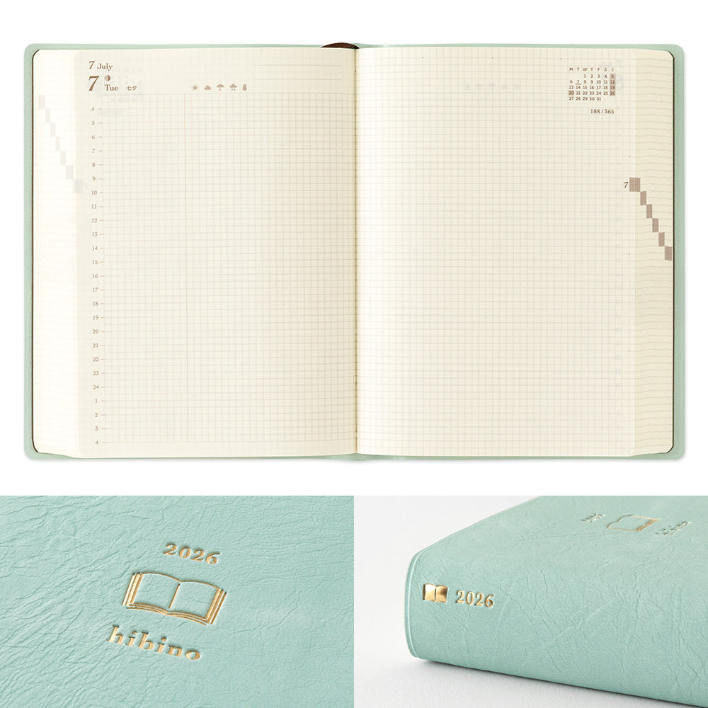 MIDORI 2026 Diary Hibino A6 Blue Green