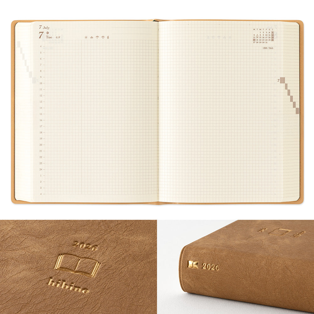 MIDORI 2026 Diary Hibino A6 Camel