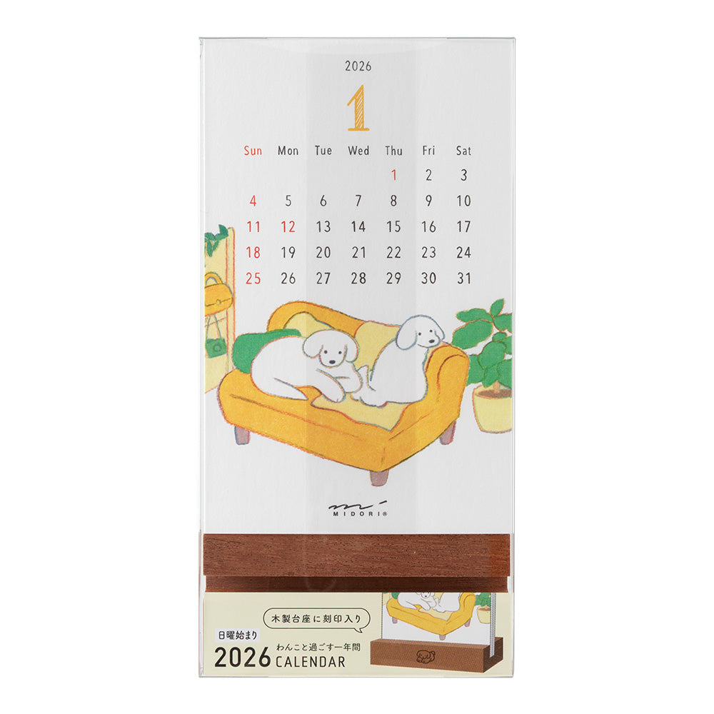 MIDORI 2026 Stand Calendar Dog