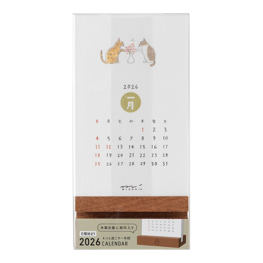 MIDORI 2026 Stand Calendar Cat