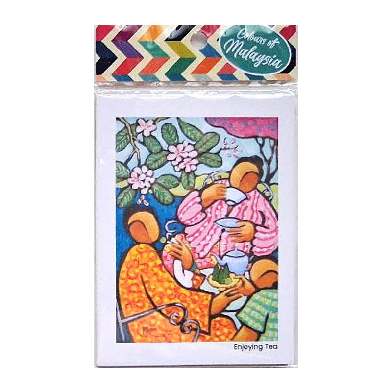 STEPHANIE KUEN Fridge Magnet Enjoying Tea