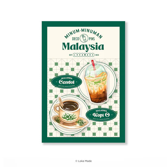 LOKAMADE Minum-minuman Deco Acrylic Pin IP01: Cendol & Kopi O