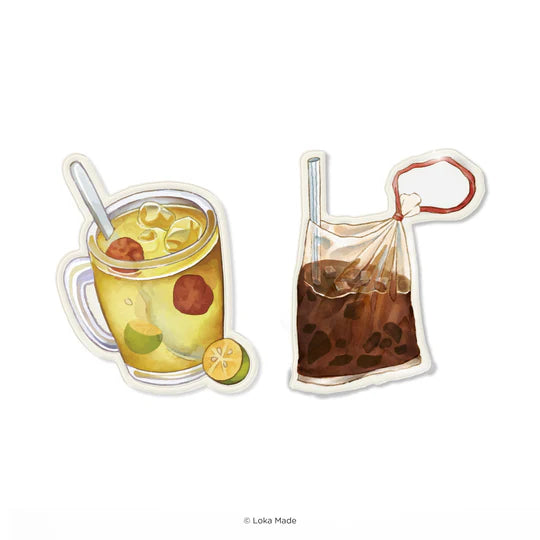 LOKAMADE Minum-minuman Deco Acrylic Pin IP02: Kopi Ice & Limau Asam