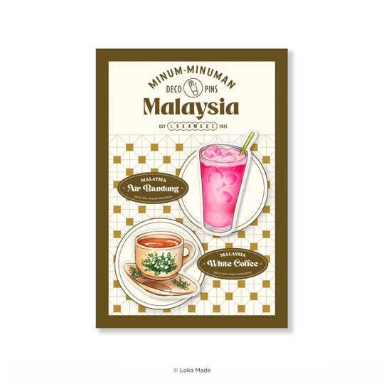LOKAMADE Minum-minuman Deco Acrylic Pin IP04: White Coffee & Air Bandung