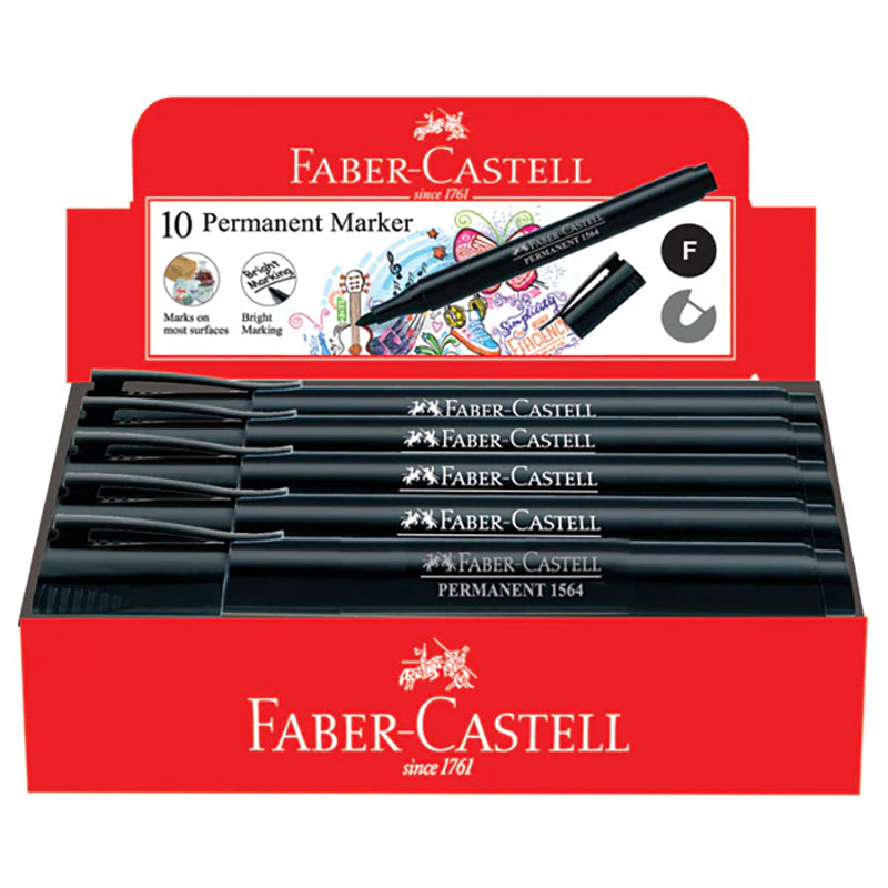 FABER-CASTELL Slim Permanent Marker Box of 10 156499 Black