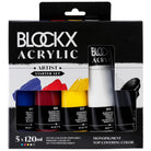 BLOCKX Acrylic Artist Starter Set of 5 x 120ml Primaries