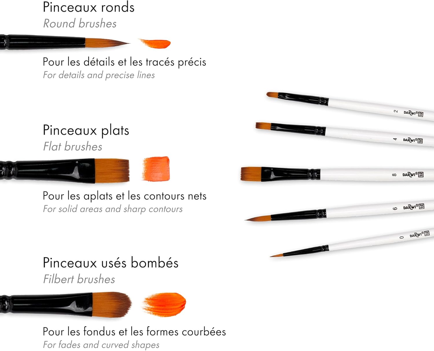 DARWI For You Set of 5 Thin Brushes