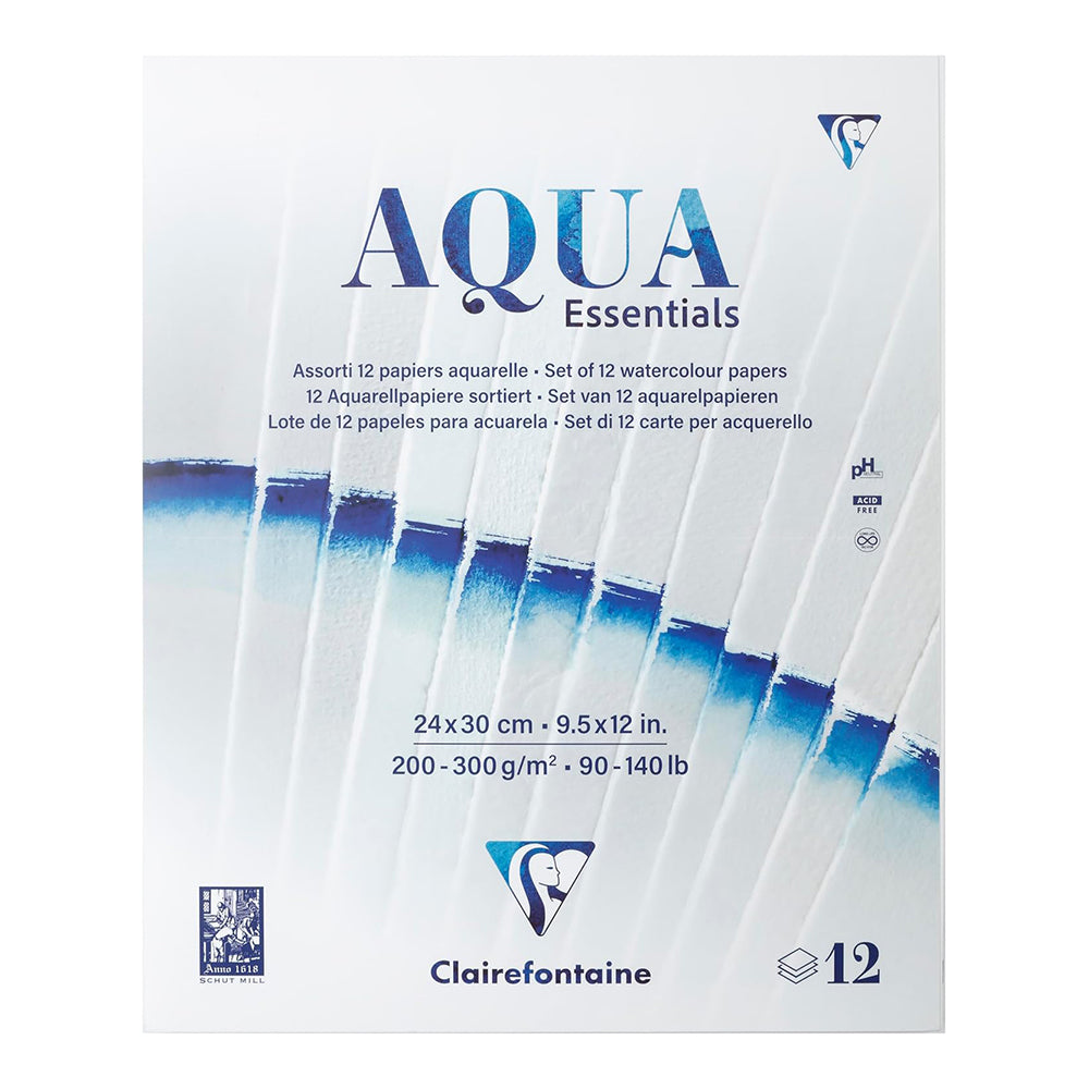 CLAIREFONTAINE Aqua Essentials Pad 12s 24x30cm