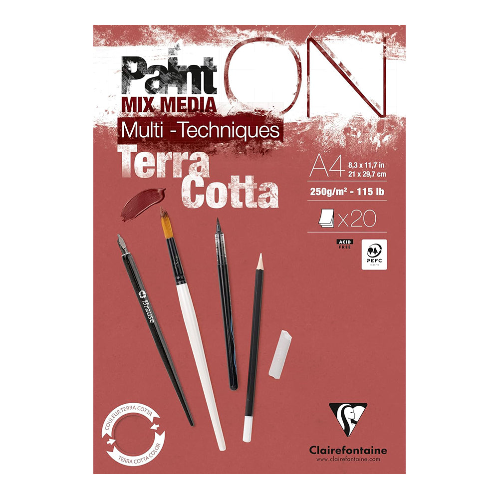 CLAIREFONTAINE Paint ON Pad 250g Terracotta 20s A4