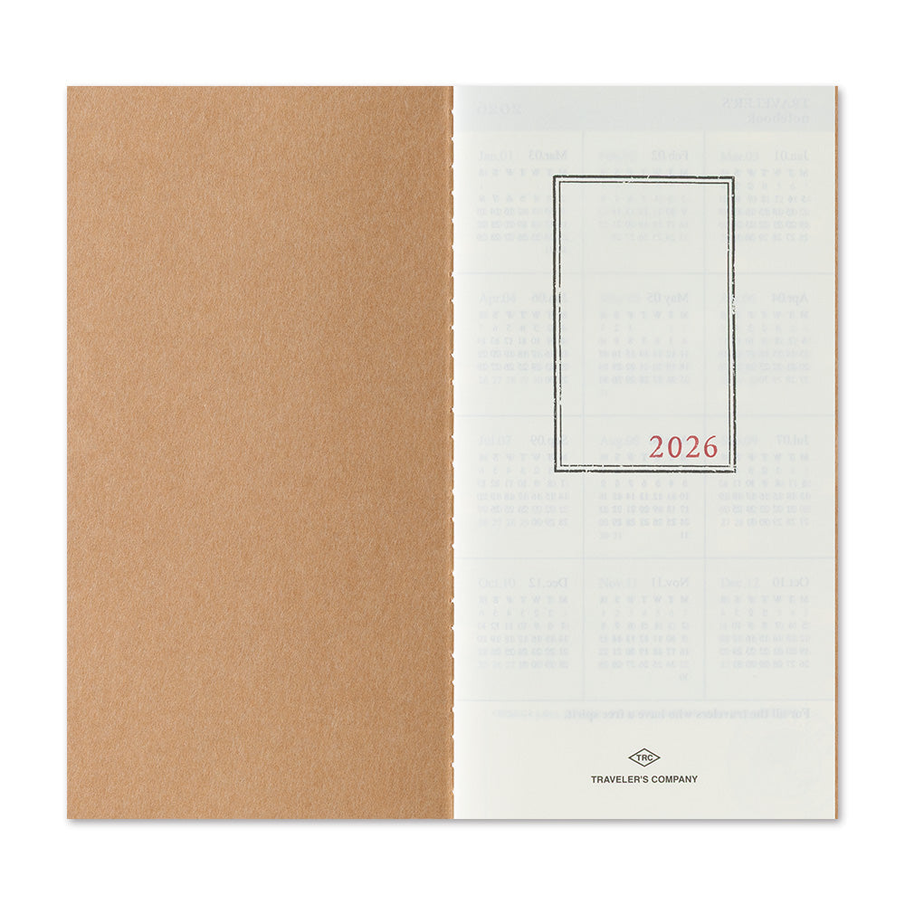 [Pre-Order] TRAVELERS Notebook 2026 Regular Monthly Refill