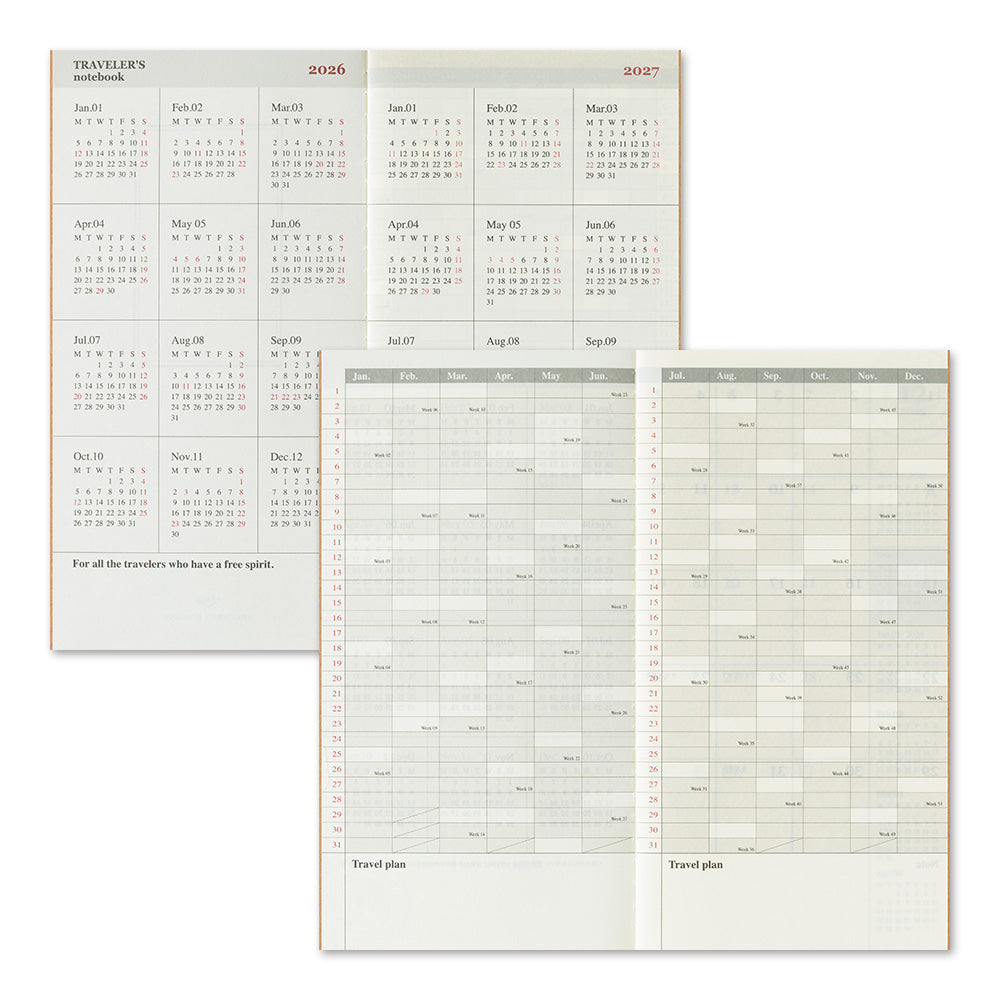 [Pre-Order] TRAVELERS Notebook 2026 Regular Monthly Refill