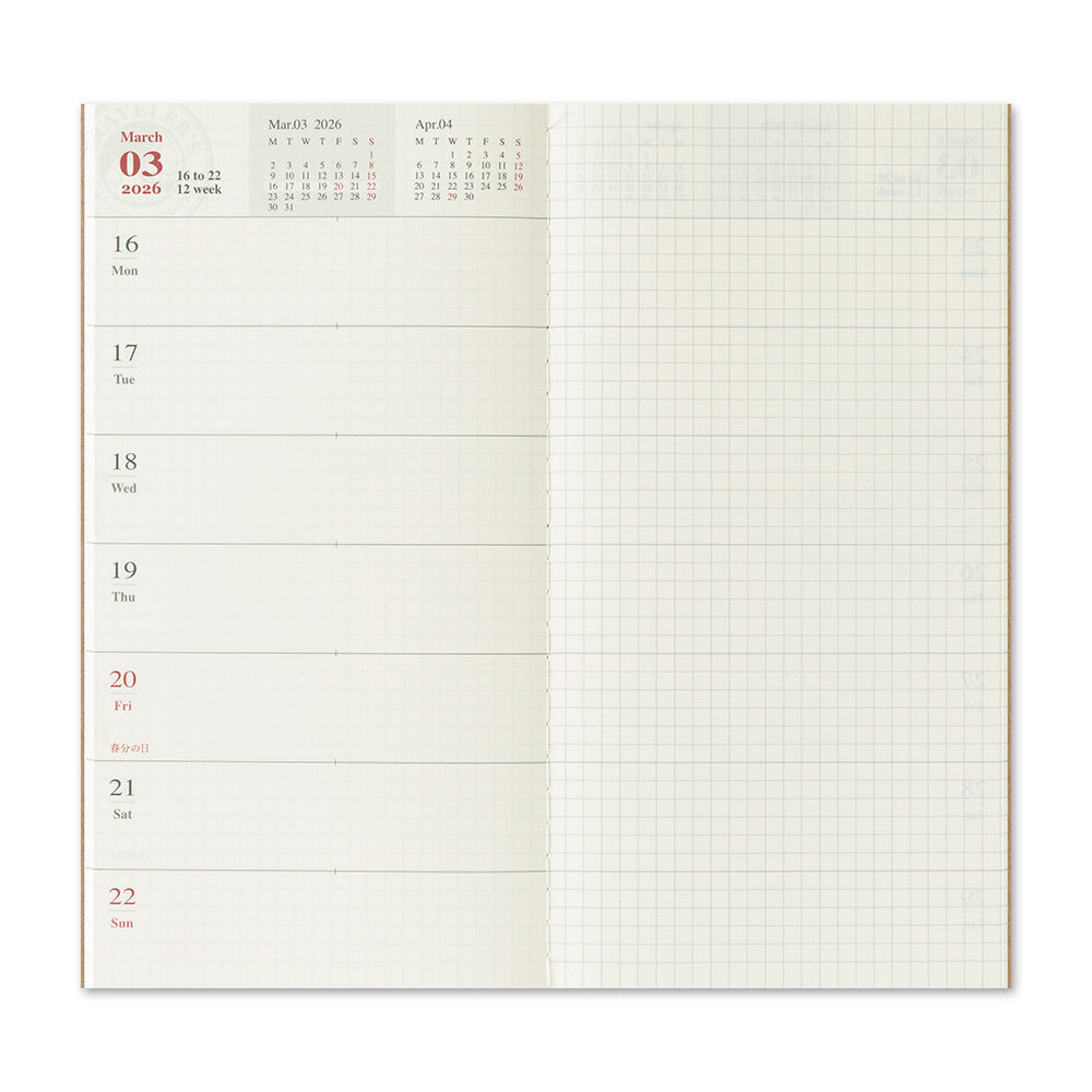 [Pre-Order] TRAVELERS Notebook 2026 Regular Weekly+Memo Refill