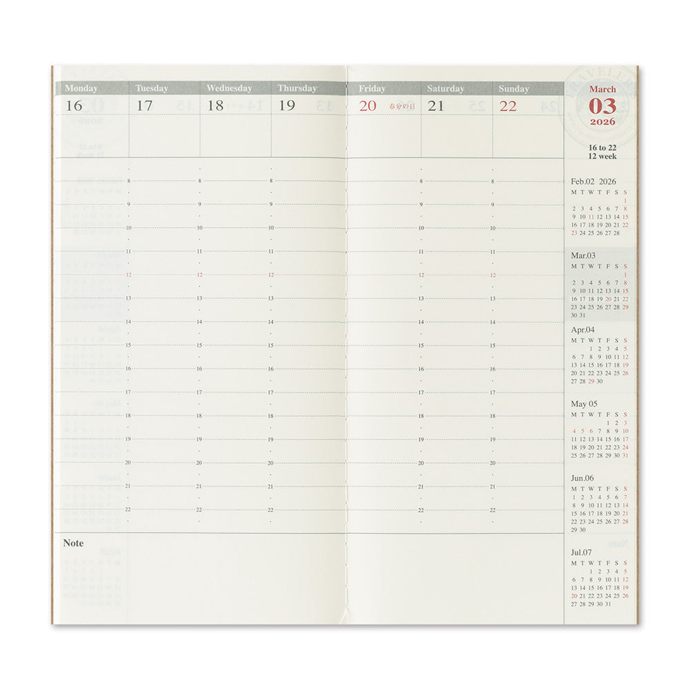 [Pre-Order] TRAVELERS Notebook 2026 Regular Weekly Vertical Refill