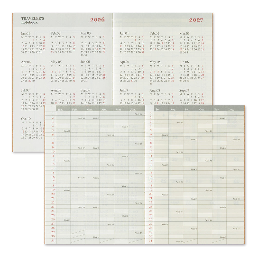 [Pre-Order] TRAVELERS Notebook 2026 Passport Monthly Refill