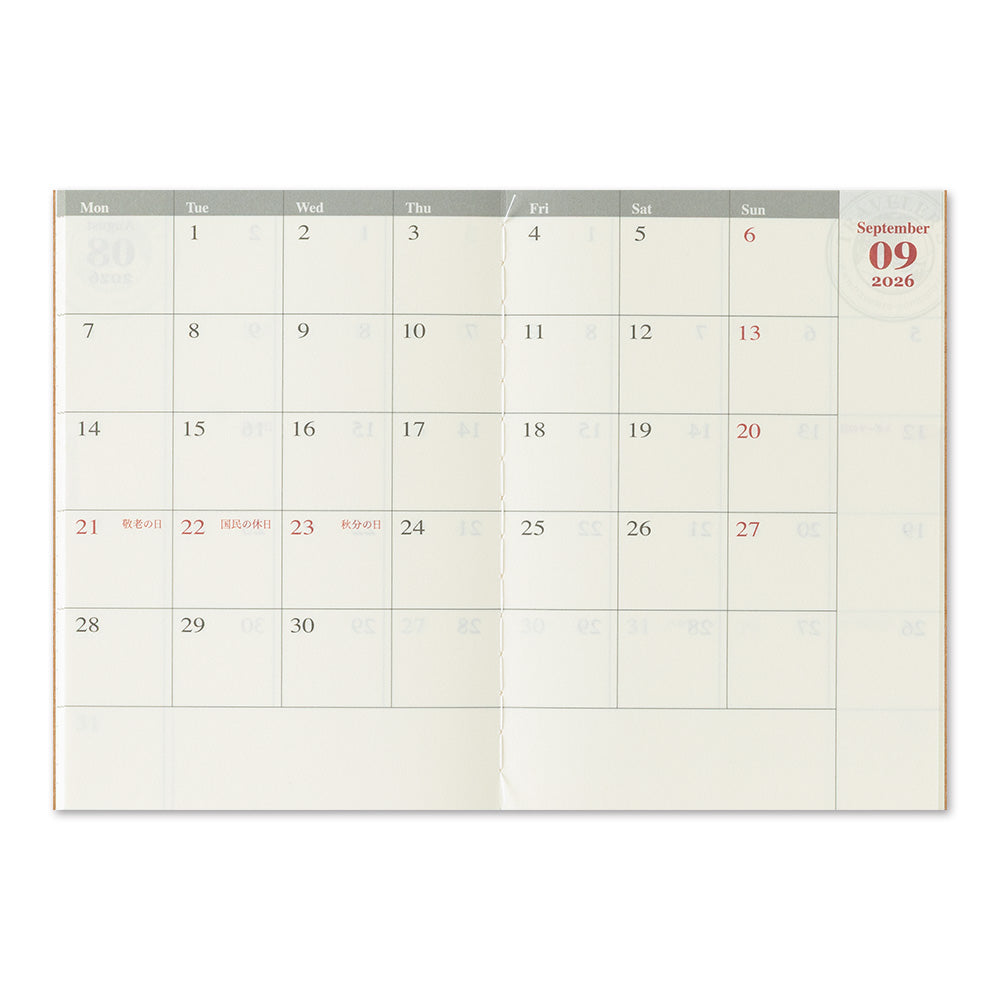 [Pre-Order] TRAVELERS Notebook 2026 Passport Monthly Refill