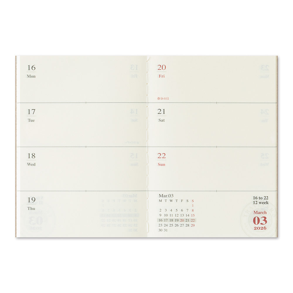 [Pre-Order] TRAVELERS Notebook 2026 Passport Weekly Refill