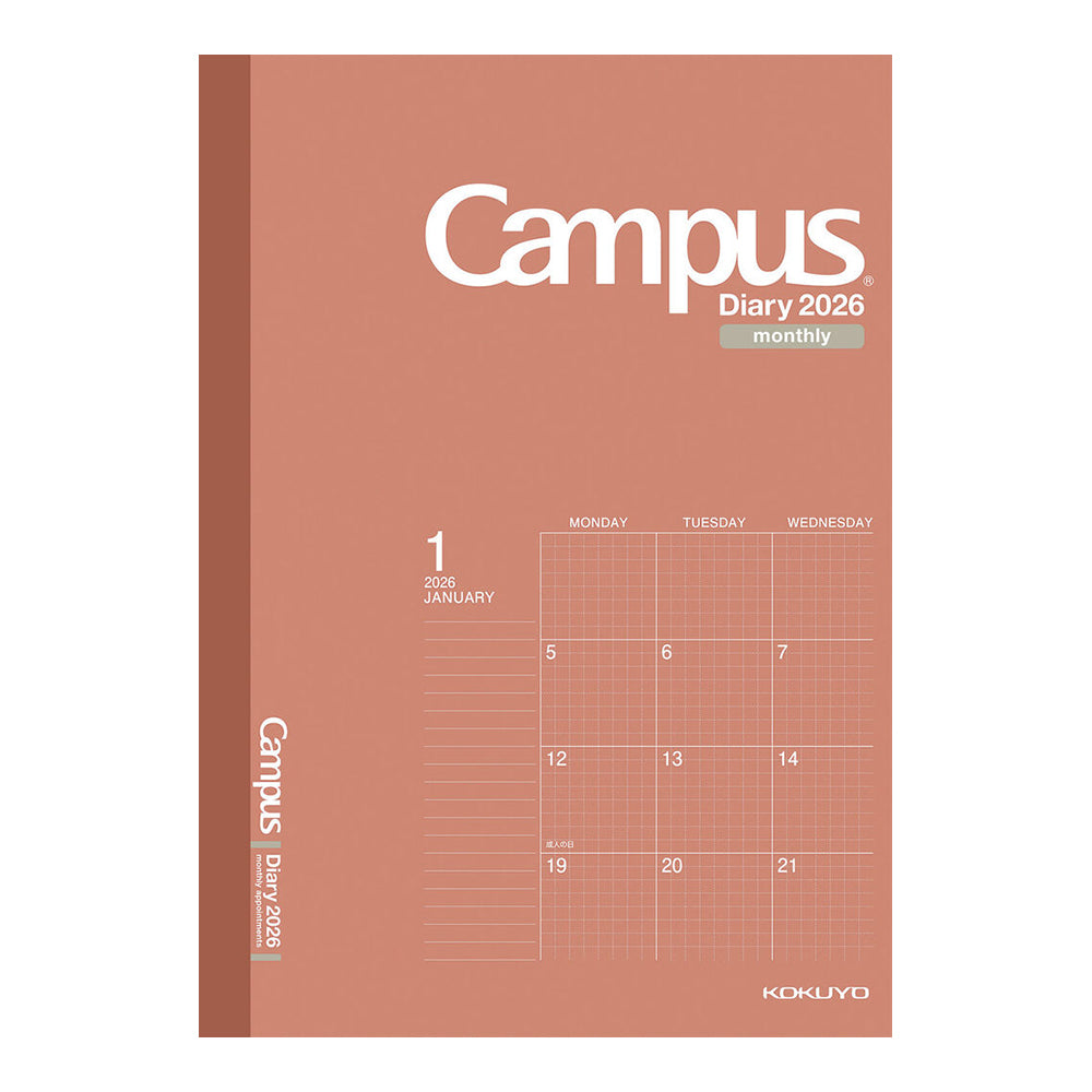 KOKUYO 2026 Campus Diary Monthly A5 Grid Line Red