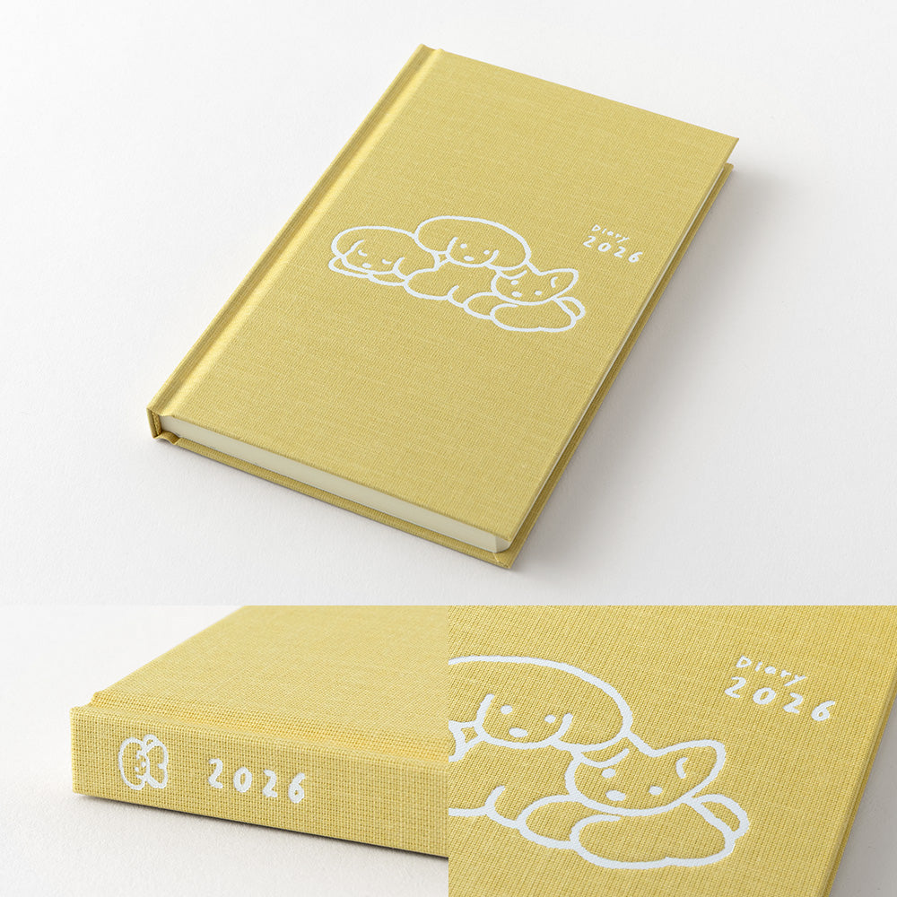 MIDORI 2026 Book Style Diary Dog B6 Yellow
