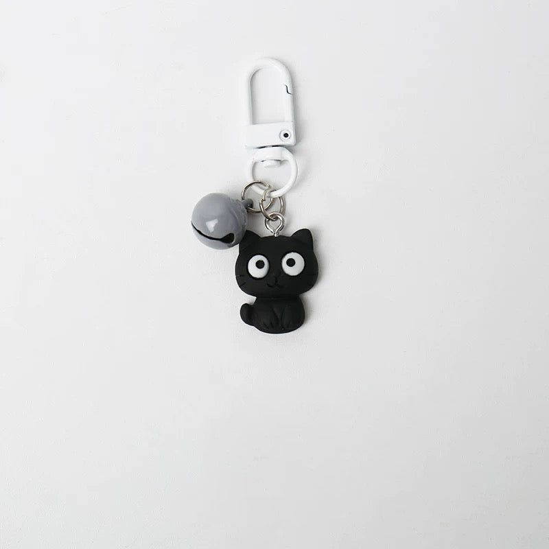 JIPPURI Keychain Monochrome Cat Black