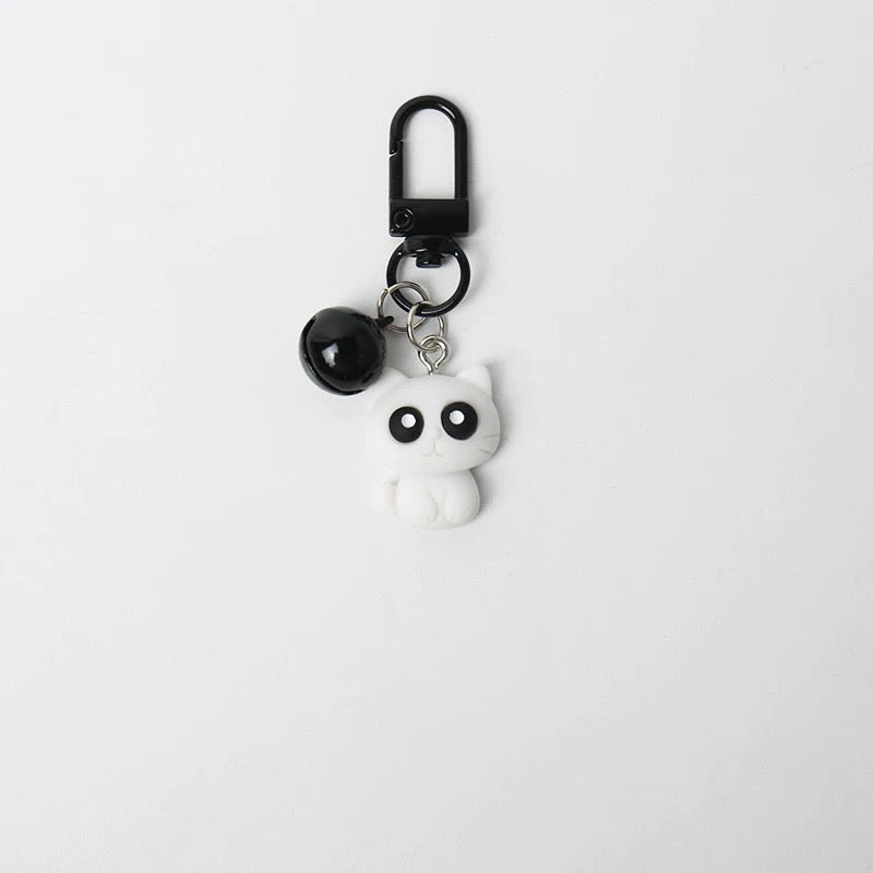 JIPPURI Keychain Monochrome Cat White