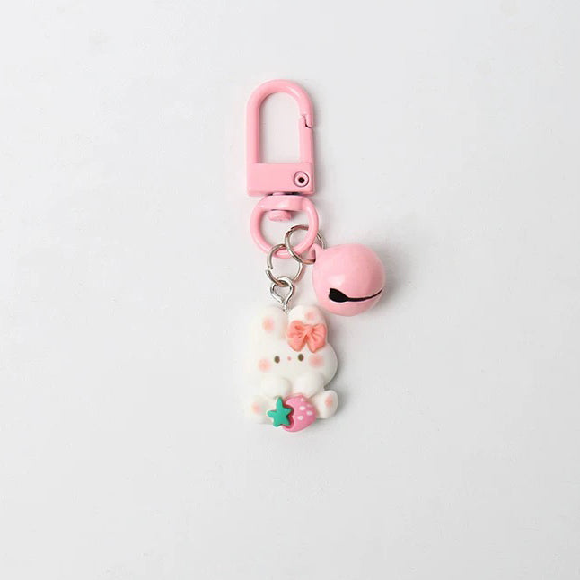 JIPPURI Keychain Cute Strawberry Bow On Head