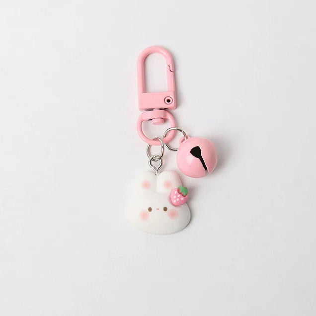 JIPPURI Keychain Cute Strawberry Rabbit Head