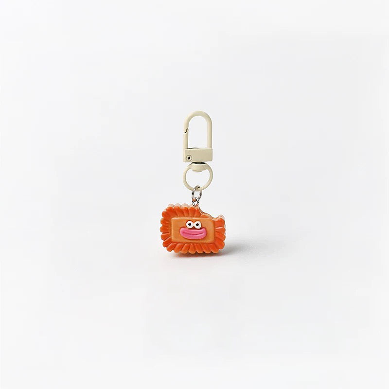 JIPPURI Keychain Mini Sausage Lips Biscuit Oblong Orange Biscuit