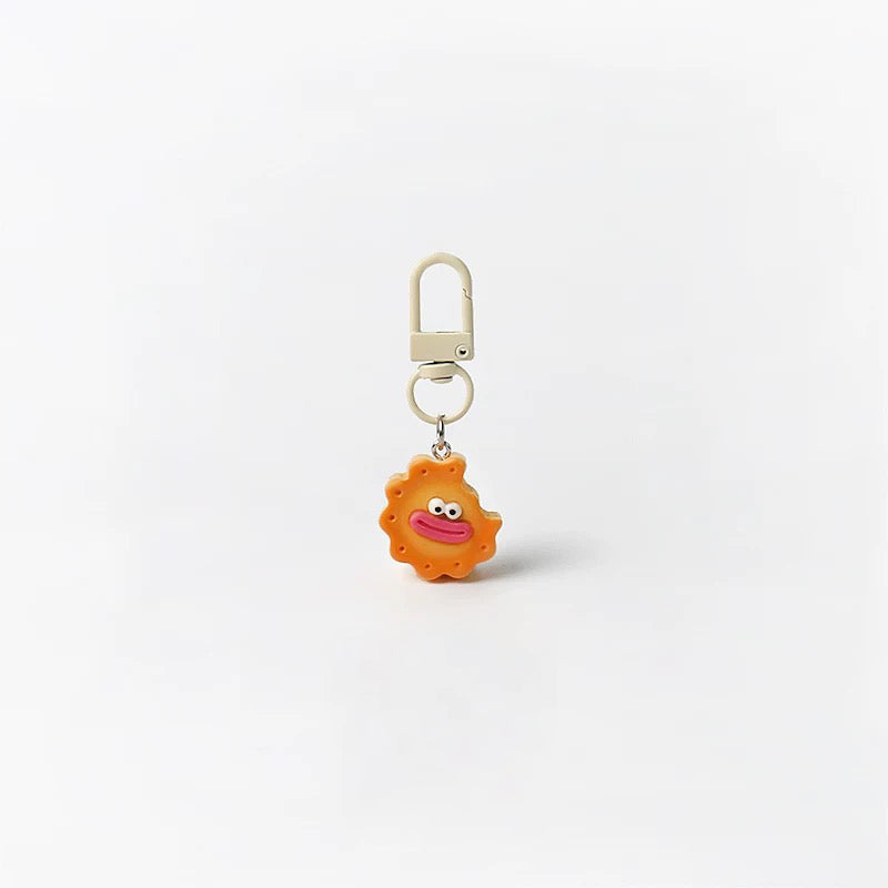 JIPPURI Keychain Mini Sausage Lips Biscuit Round Orange Biscuit